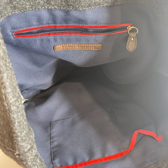 Tommy Hilfiger Wool Color Block Satchel Tote Structured Handbag Rare Preppy - Picture 6 of 8